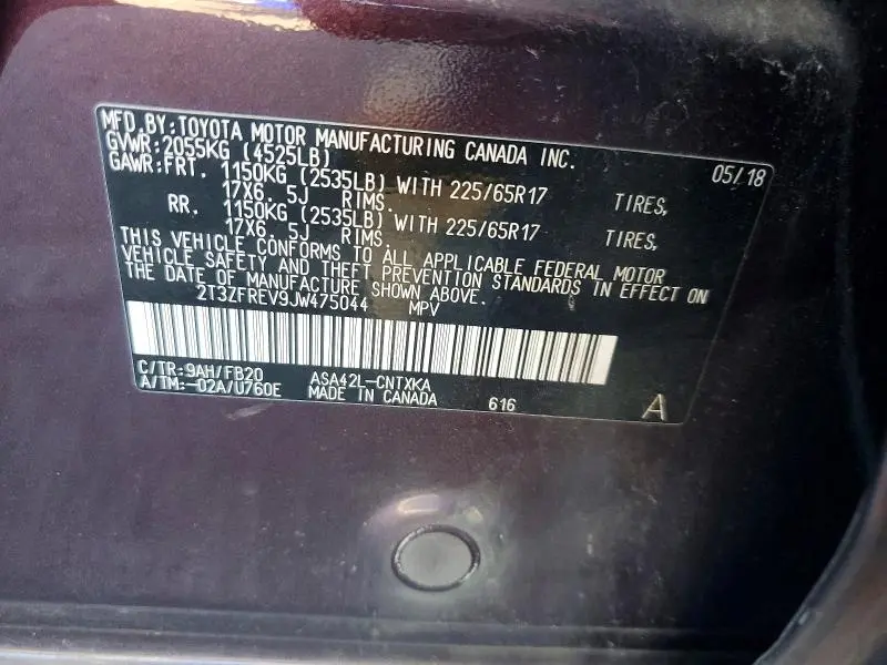 2018 TOYOTA RAV4 LE  