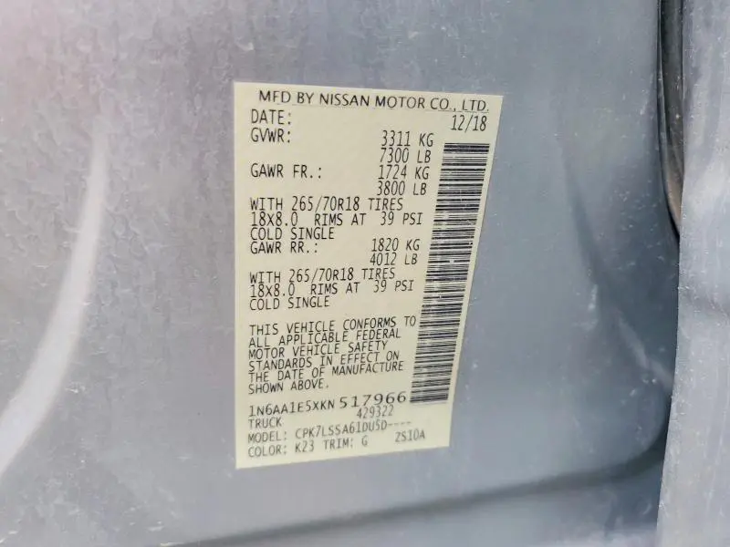 2019 NISSAN TITAN SV  