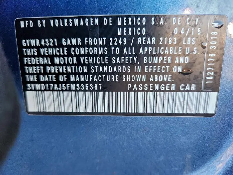 2015 VOLKSWAGEN JETTA SE  