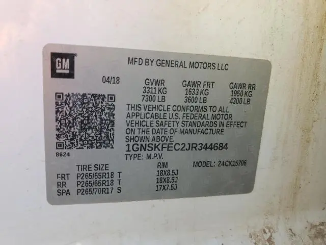 2018 CHEVROLET TAHOE SPECIAL  