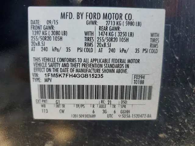 2016 FORD EXPLORER LIMITED  