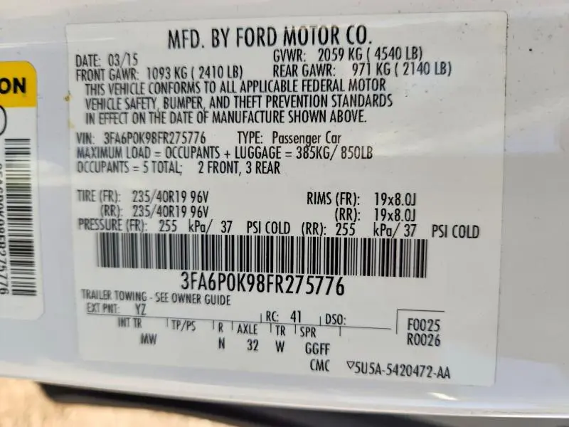 2015 FORD FUSION TITANIUM  