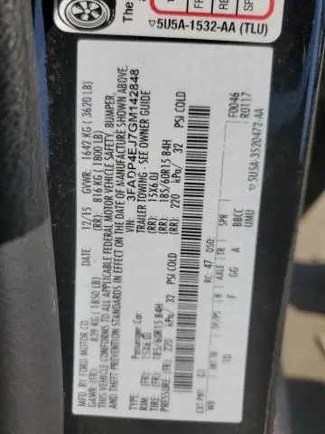 2016 FORD FIESTA SE  