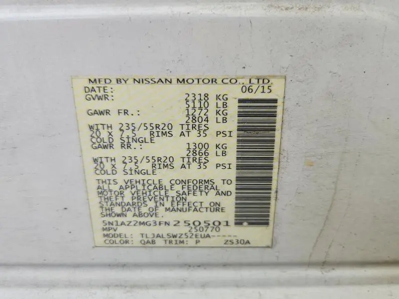 2015 NISSAN MURANO PLATINUM  