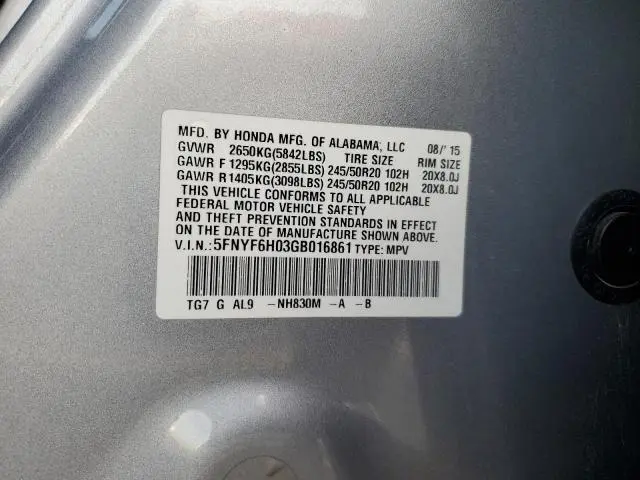 2016 HONDA PILOT ELITE  