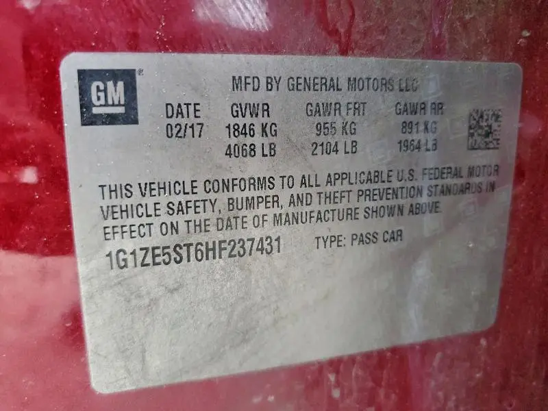 2017 CHEVROLET MALIBU LT  