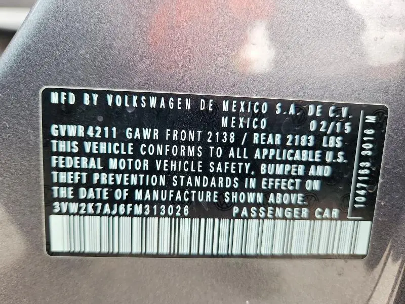 2015 VOLKSWAGEN JETTA BASE  