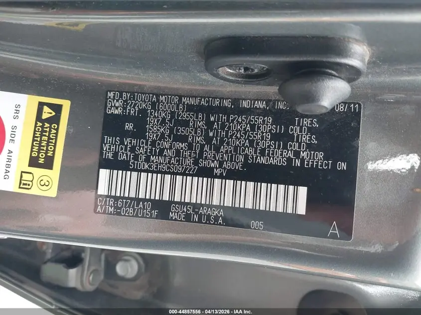 2012 TOYOTA HIGHLANDER LIMITED V6
