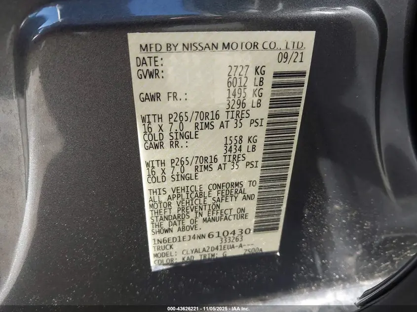 2022 NISSAN FRONTIER S 4X2