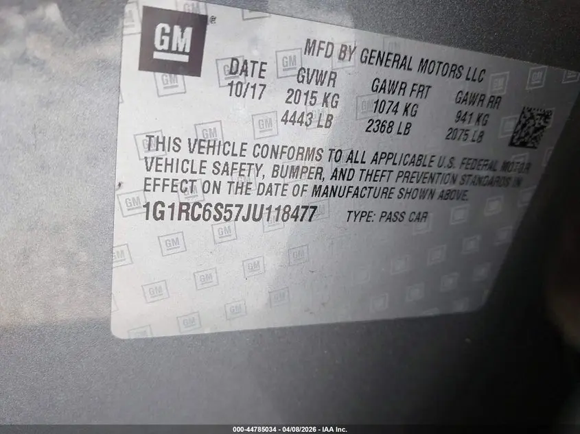 2018 CHEVROLET VOLT LT