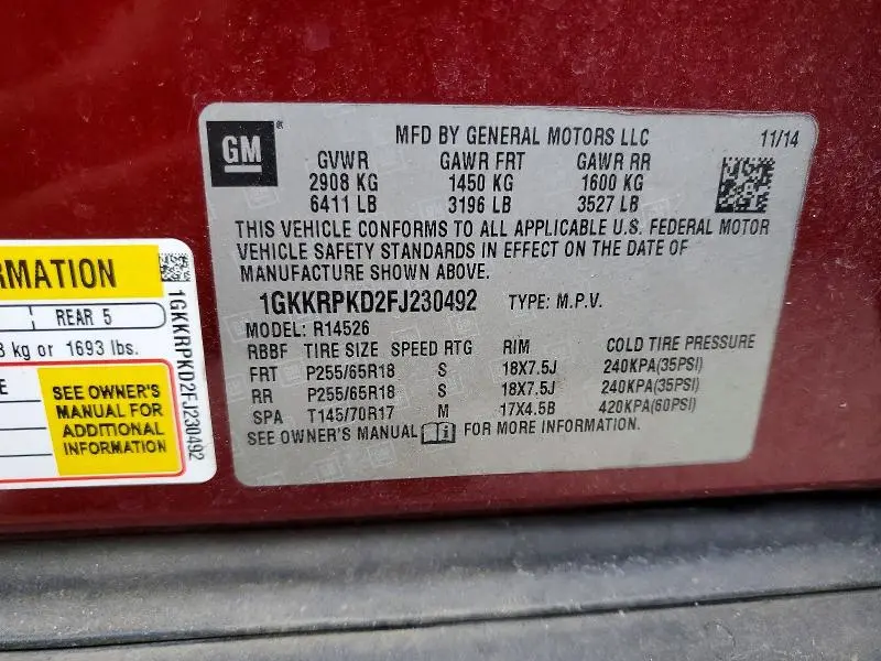 2015 GMC ACADIA SLE  