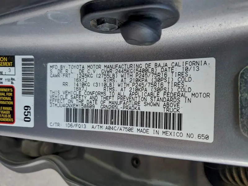 2014 TOYOTA TACOMA DOUBLE CAB PRERUNNER  