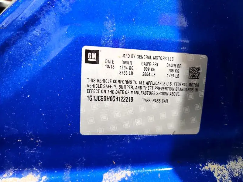 2016 CHEVROLET SONIC LT  