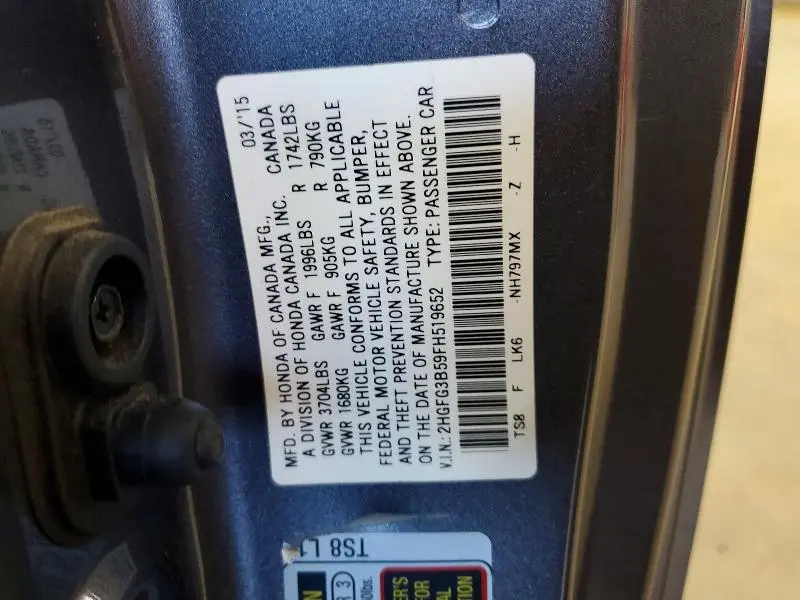 2015 HONDA CIVIC LX  