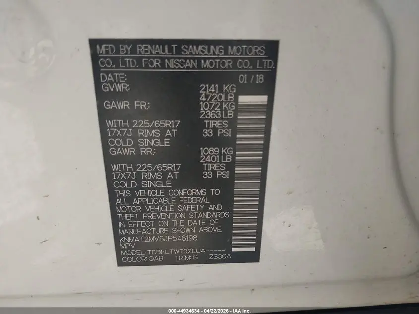 2018 NISSAN ROGUE SV