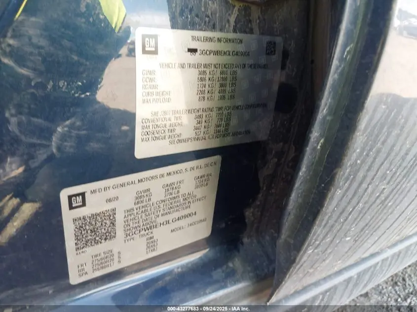 2020 CHEVROLET SILVERADO 1500 2WD  SHORT BED CUSTOM