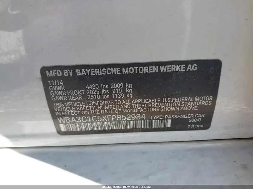2015 BMW 328I  