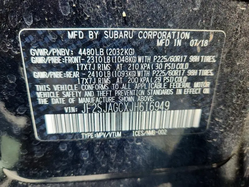 2018 SUBARU FORESTER 2.5I PREMIUM  