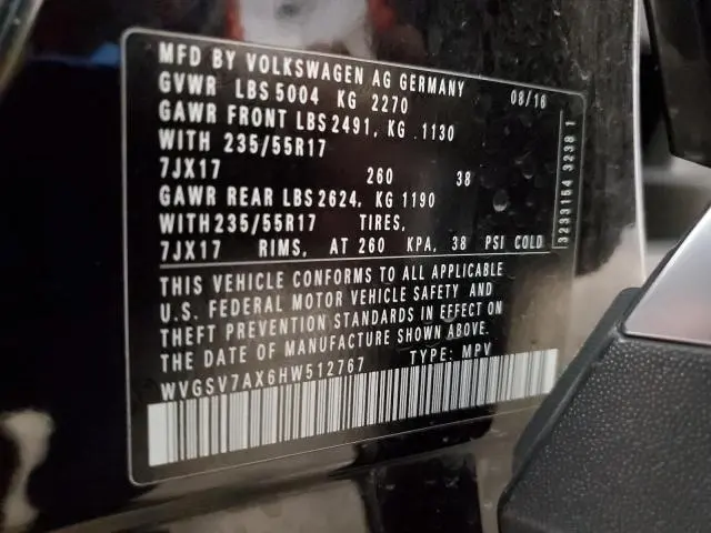 2017 VOLKSWAGEN TIGUAN WOLFSBURG  