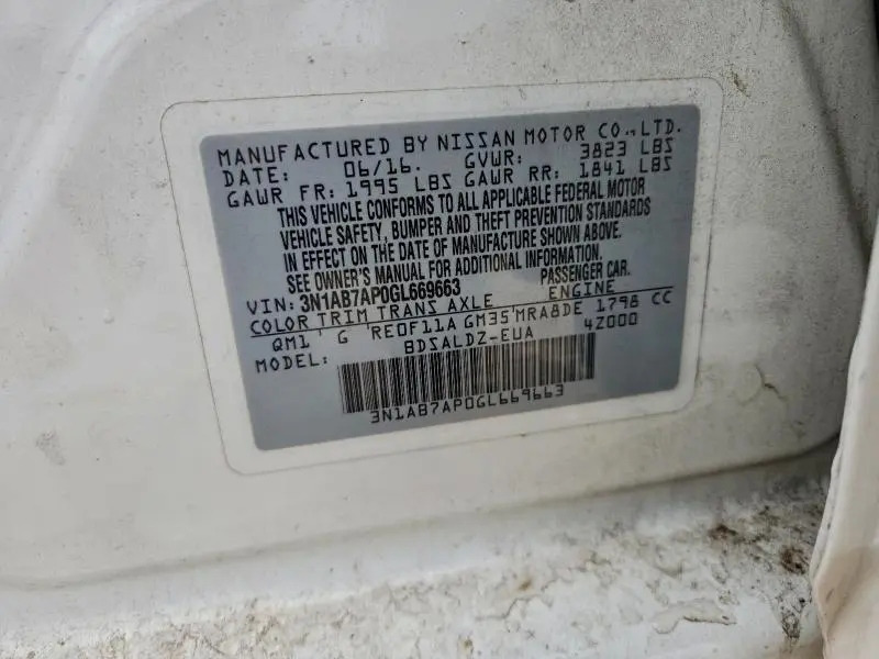 2016 NISSAN SENTRA S  