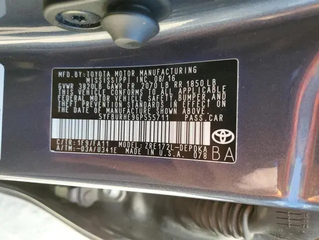 2016 TOYOTA COROLLA L  