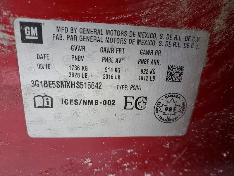 2017 CHEVROLET CRUZE LT  