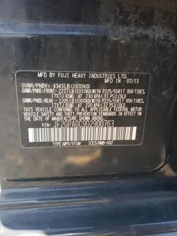 2013 SUBARU XV CROSSTREK 2.0 LIMITED  