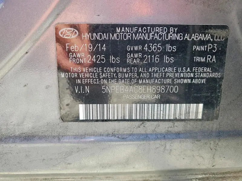 2014 HYUNDAI SONATA GLS  