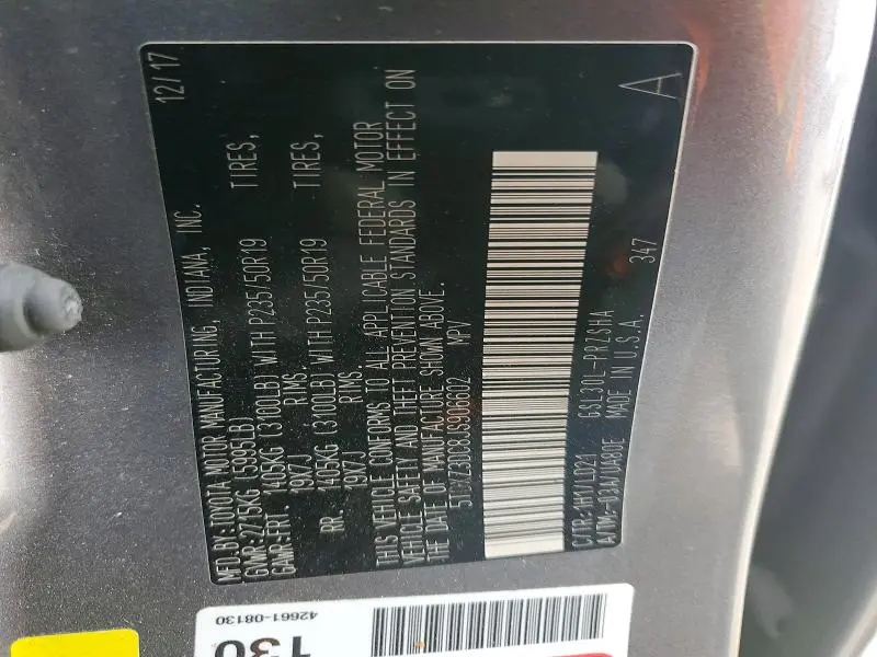 2018 TOYOTA SIENNA SE  