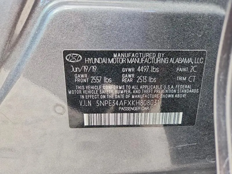 2019 HYUNDAI SONATA LIMITED  