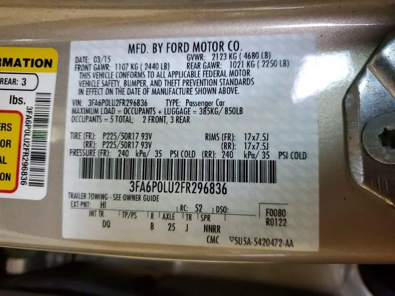 2015 FORD FUSION SE HYBRID  