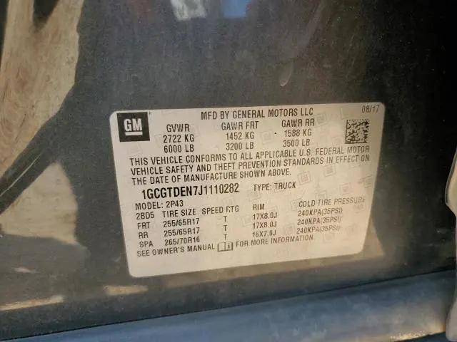 2018 CHEVROLET COLORADO Z71  
