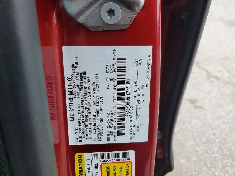 2018 FORD FUSION SE  