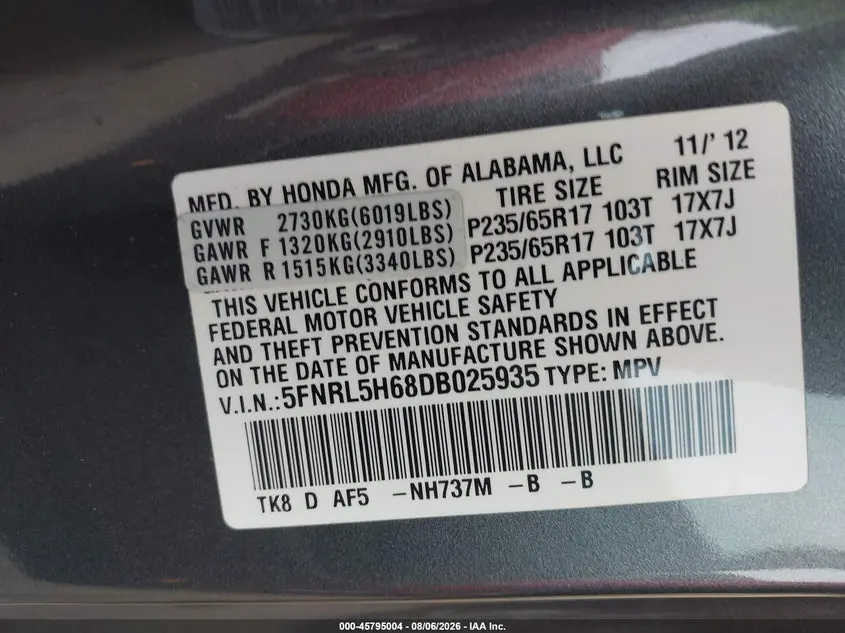 2013 HONDA ODYSSEY EX-L