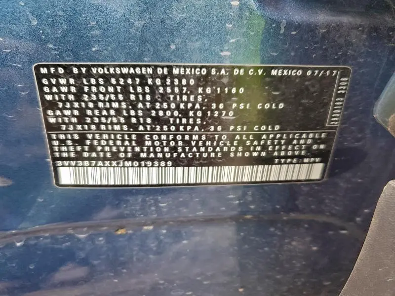 2018 VOLKSWAGEN TIGUAN SE  