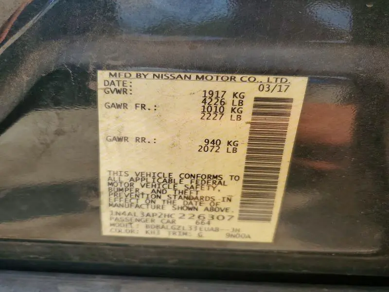 2017 NISSAN ALTIMA 2.5 S  