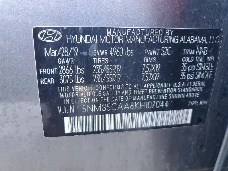 2019 HYUNDAI SANTA FE ULTIMATE 2.0T  