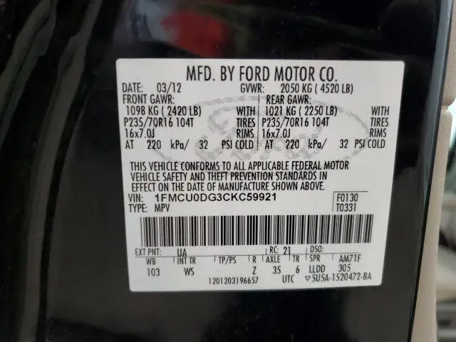 2012 FORD ESCAPE XLT  