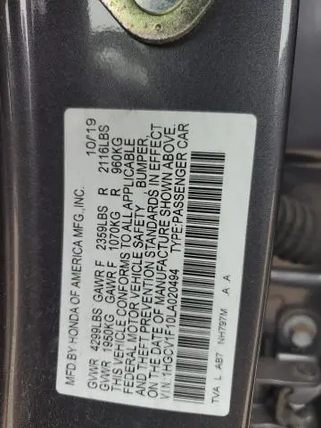 2020 HONDA ACCORD LX