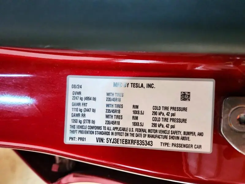 2024 TESLA MODEL 3   