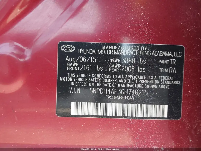 2016 HYUNDAI ELANTRA SE