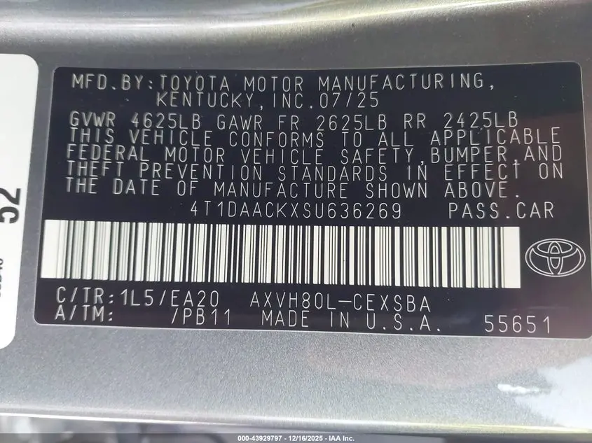 2025 TOYOTA CAMRY SE