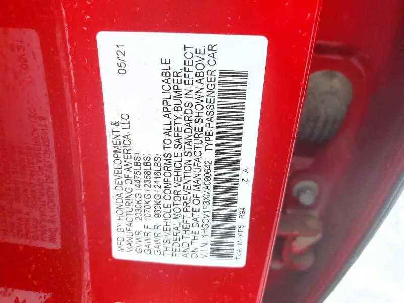 2021 HONDA ACCORD SPORT  