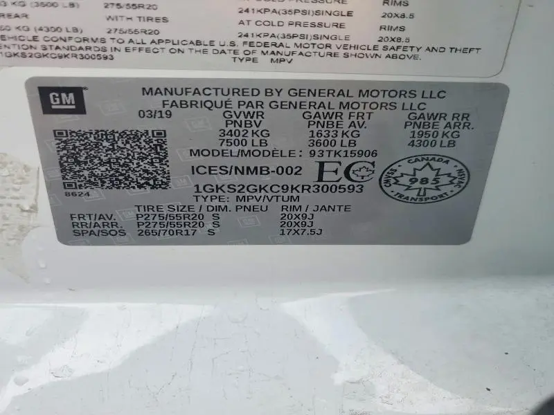 2019 GMC YUKON XL K1500 SLT  