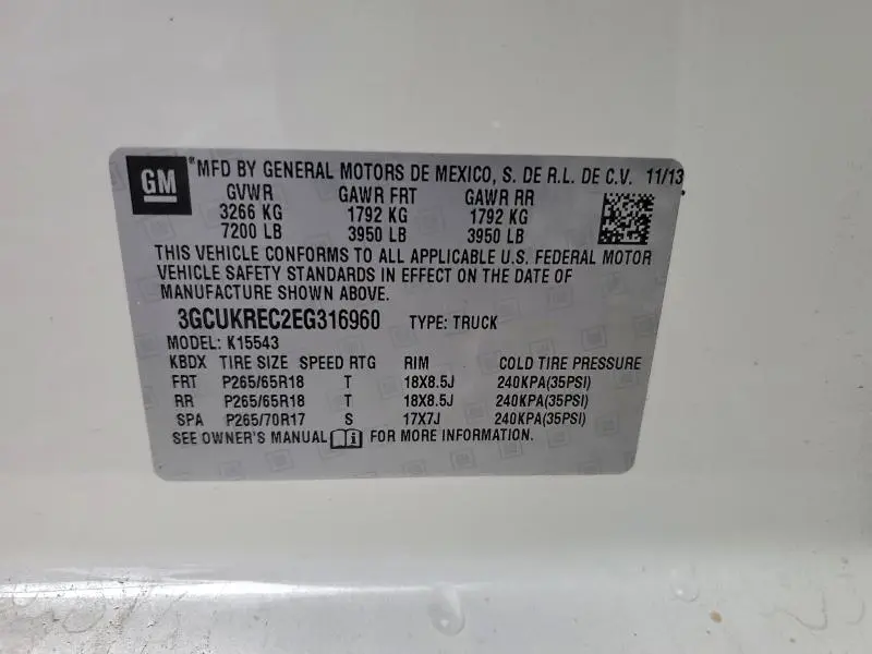 2014 CHEVROLET SILVERADO K1500 LT  