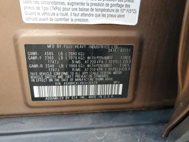 2011 SUBARU OUTBACK 2.5I LIMITED  