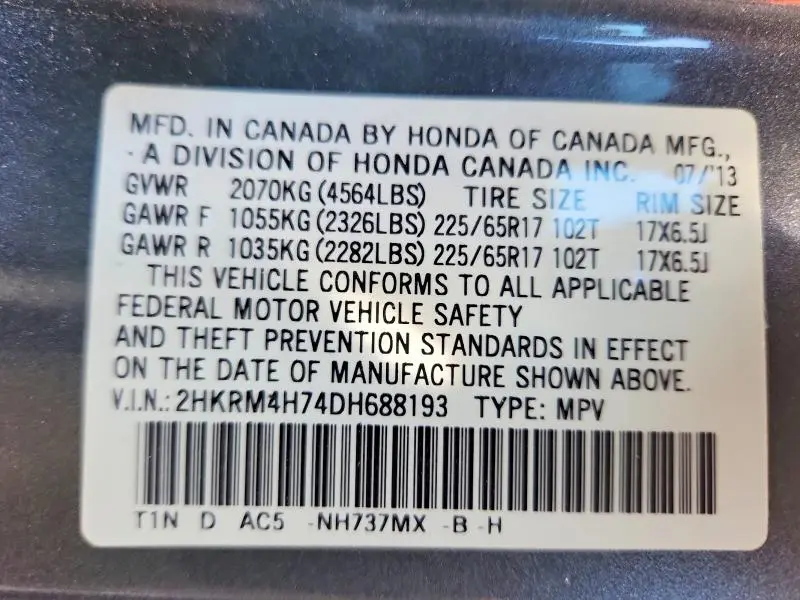 2013 HONDA CR-V EXL  
