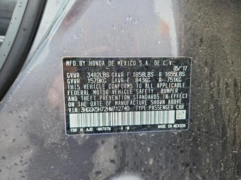 2017 HONDA FIT EX  