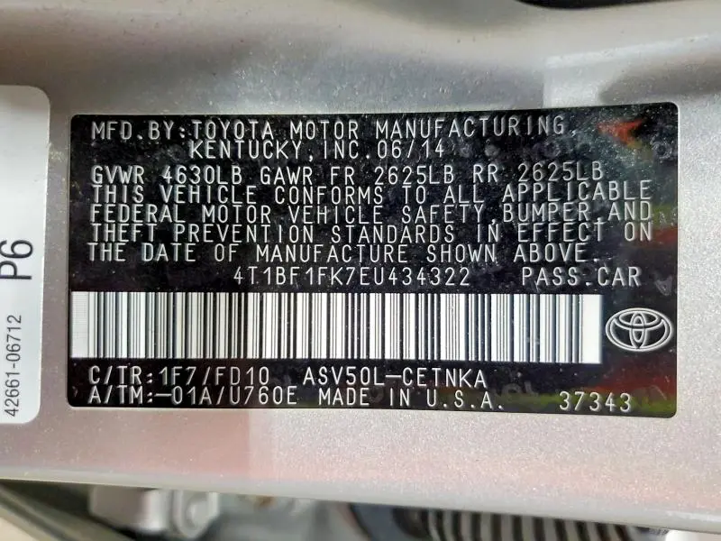 2014 TOYOTA CAMRY LE  