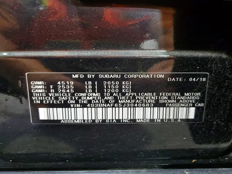 2018 SUBARU LEGACY 2.5I PREMIUM  